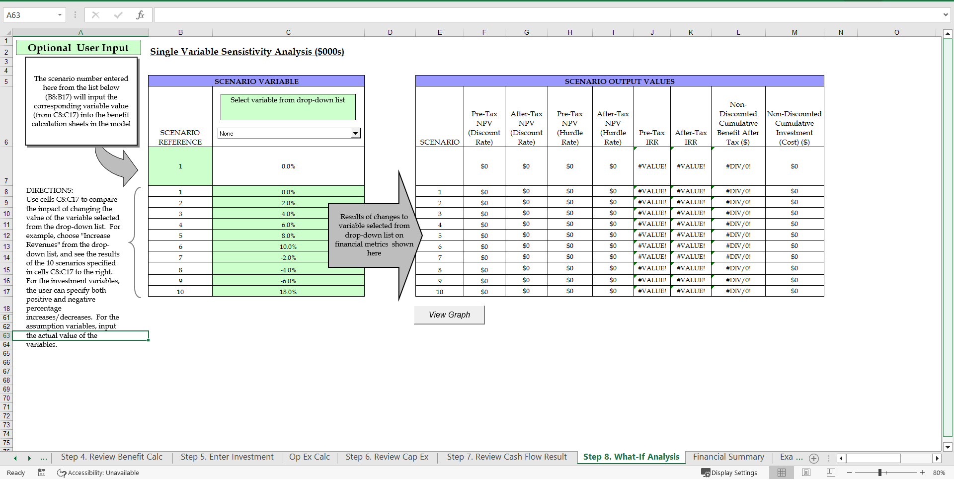 Business Case Template Excel (Excel) Slideshow View