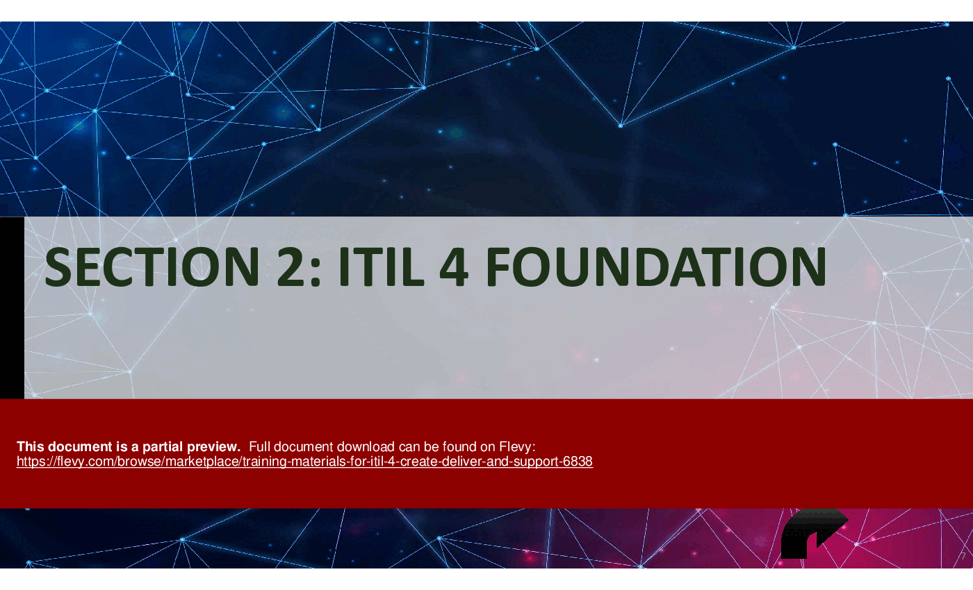 Training Materials for ITIL 4 Create, Deliver, and Support (338-slide PPT PowerPoint presentation (PPTX)) Preview Image