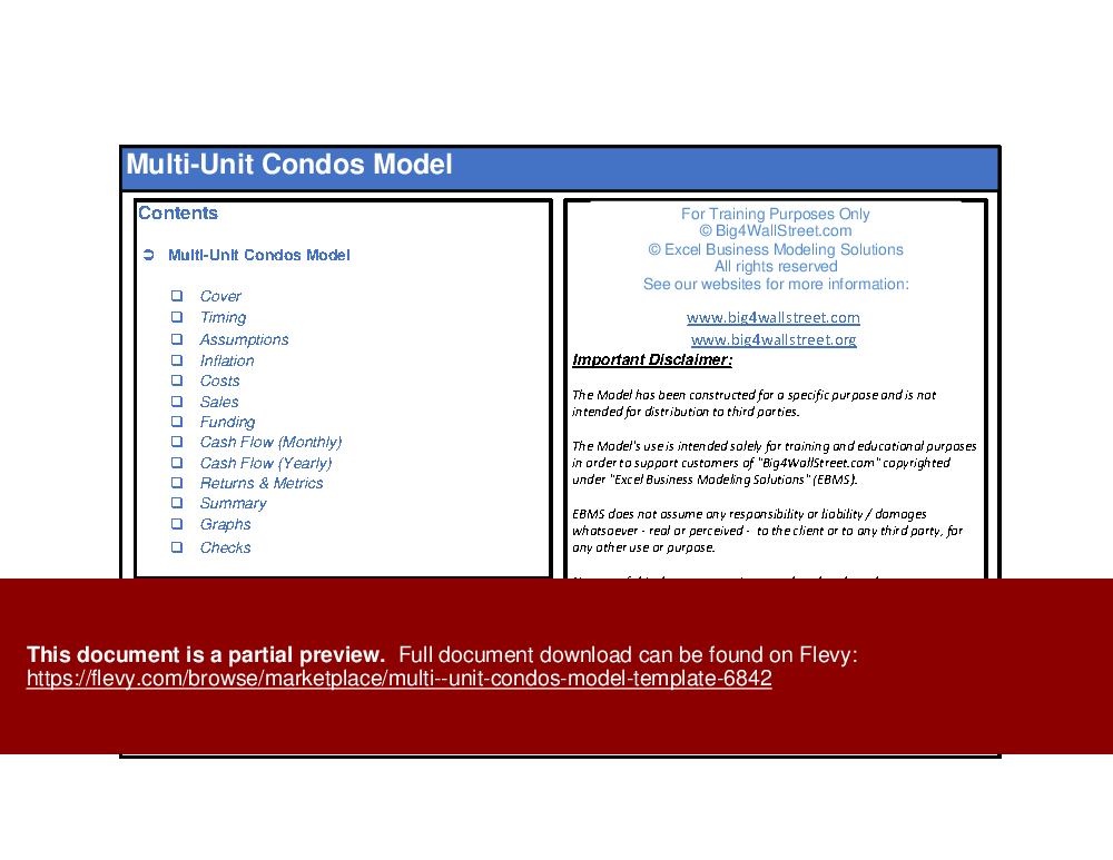 Multi-Unit Condos Model Template (Excel template (XLSX)) Preview Image
