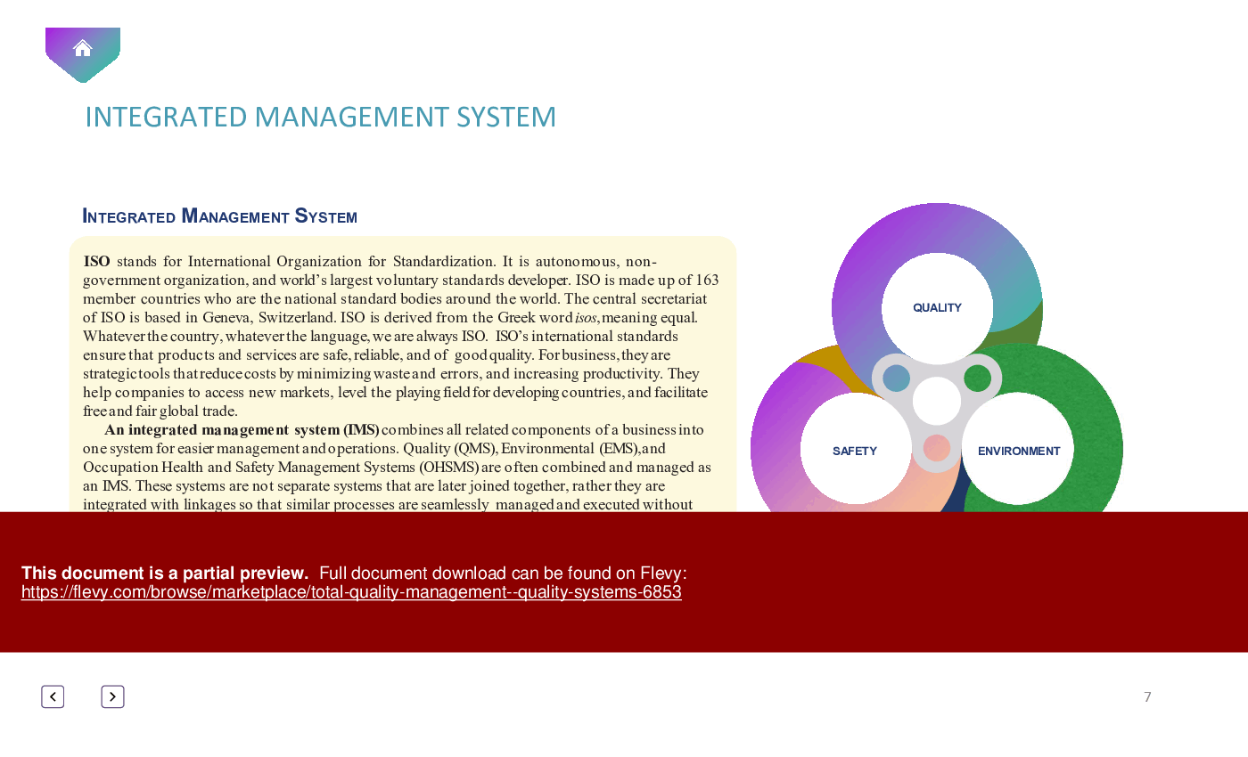 This is a partial preview of Total Quality Management - Quality Systems (100-slide PowerPoint presentation (PPTX)). Full document is 100 slides. 