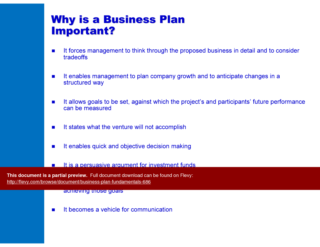 This is a partial preview of Business Plan Fundamentals (34-slide PowerPoint presentation (PPT)). Full document is 34 slides. 