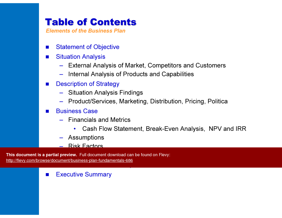 This is a partial preview of Business Plan Fundamentals (34-slide PowerPoint presentation (PPT)). Full document is 34 slides. 