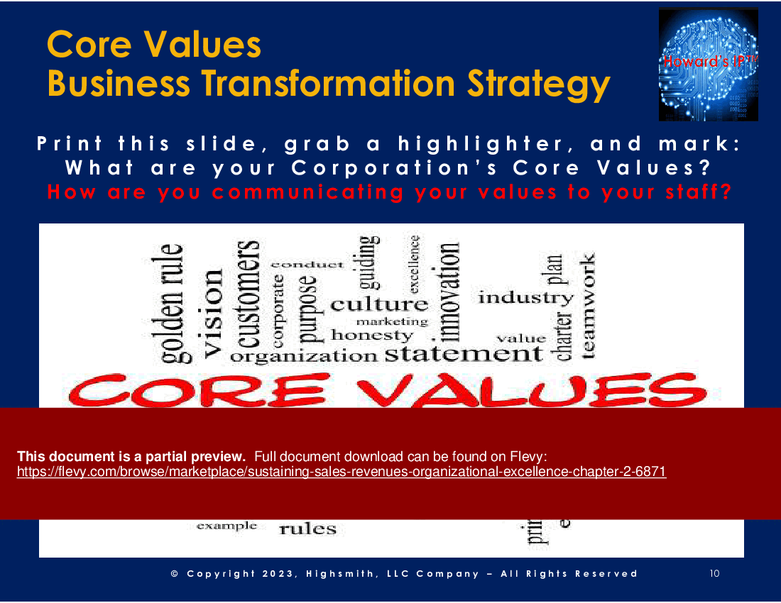 This is a partial preview of Sustaining Sales Revenues: Organizational Excellence (Chapter 2) (43-slide PowerPoint presentation (PPTX)). Full document is 43 slides. 