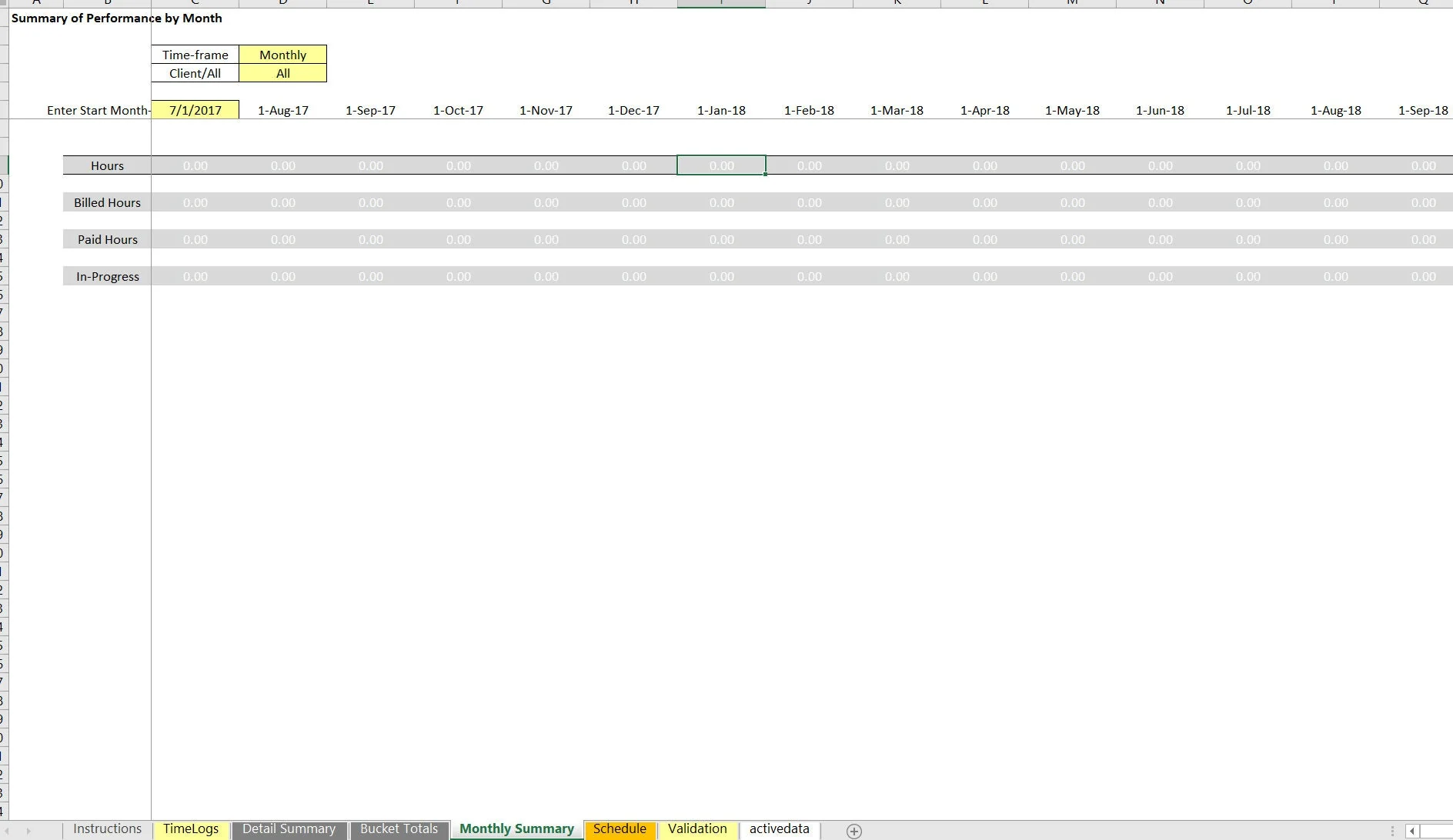 Billable Hours Tracker (Excel workbook (XLSM)) Preview Image