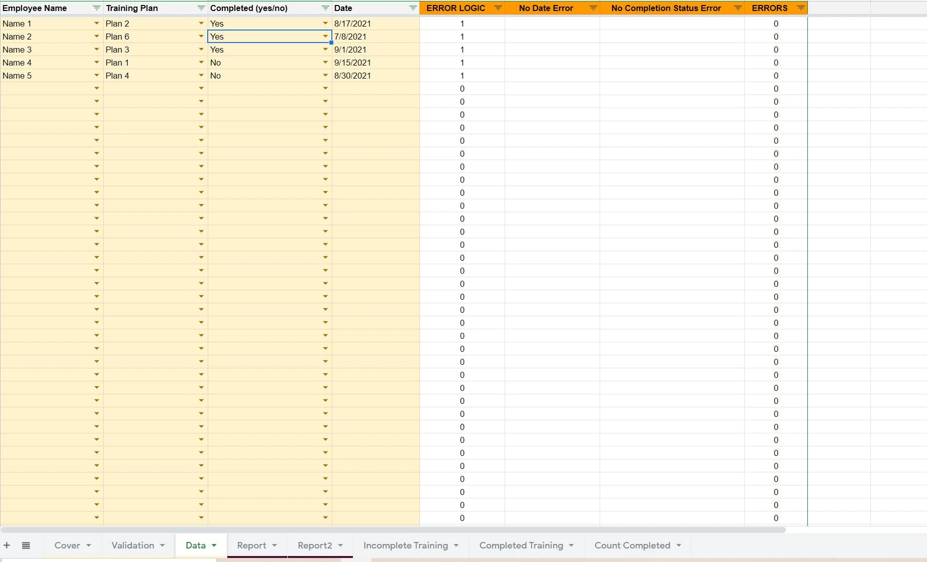 Employee Training Tracker (Excel template (XLSX)) Preview Image