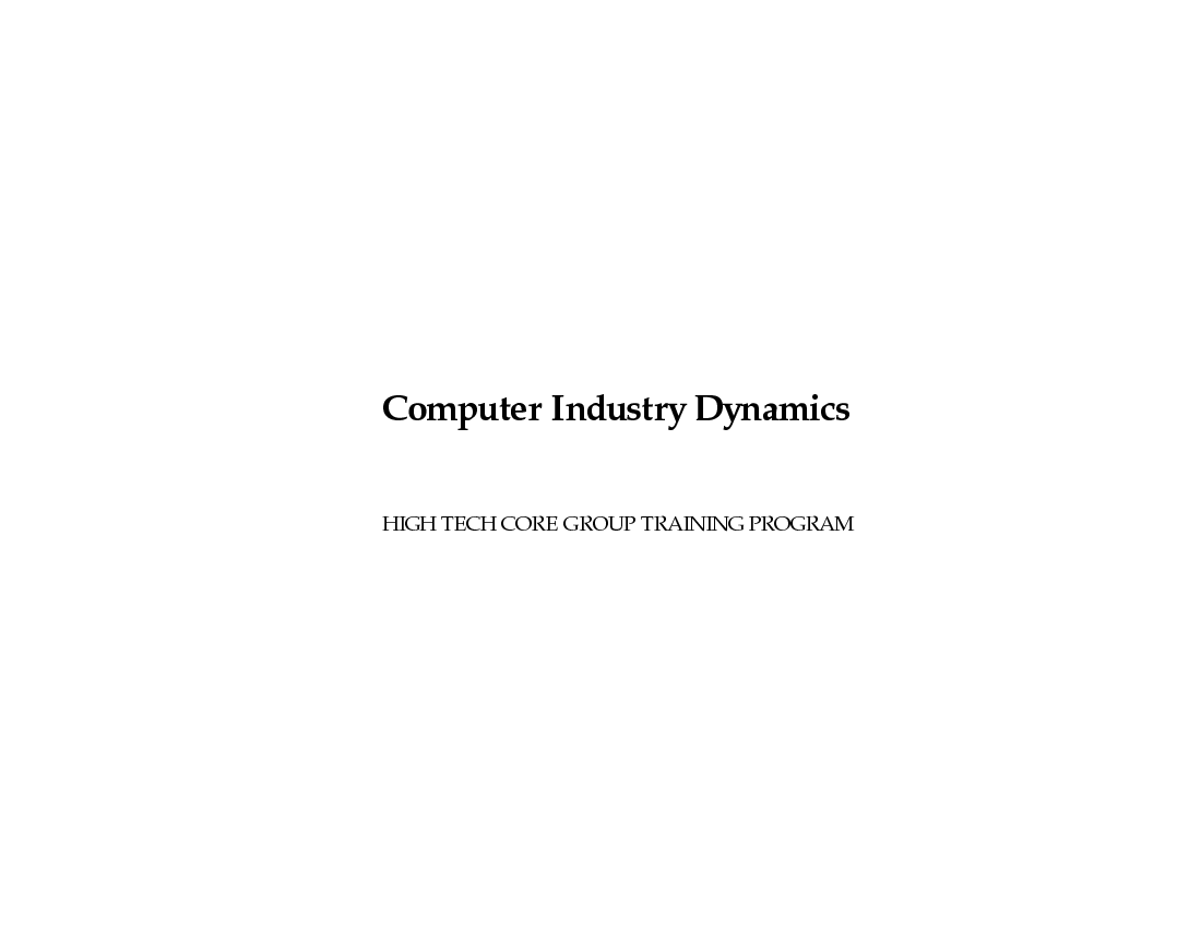 Computer Industry Analysis Training