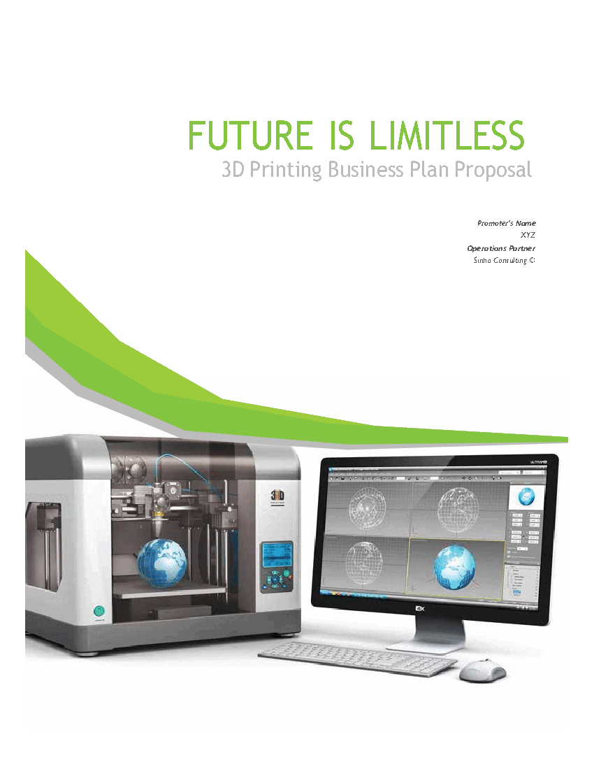 3D Printing - Business Plan (Detailed Research & Template) (40-page Word document) Preview Image
