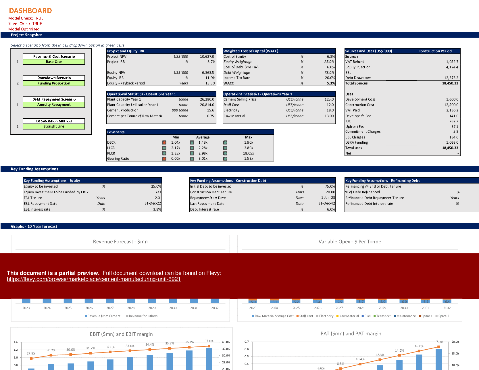 Cement Manufacturing Unit Project Financial Model (Excel template (XLSB)) Preview Image