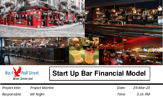 Start Up Bar Financial Model (Excel workbook (XLSX)) Preview Image