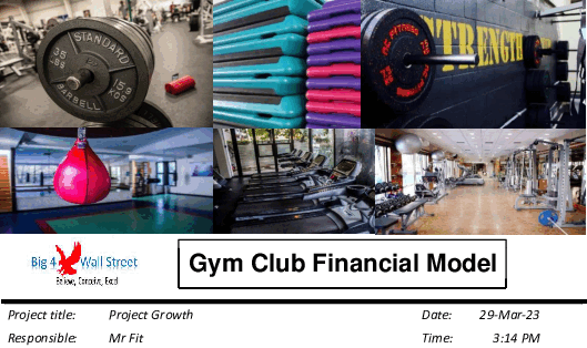 Start Up Gym / Fitness Financial Model