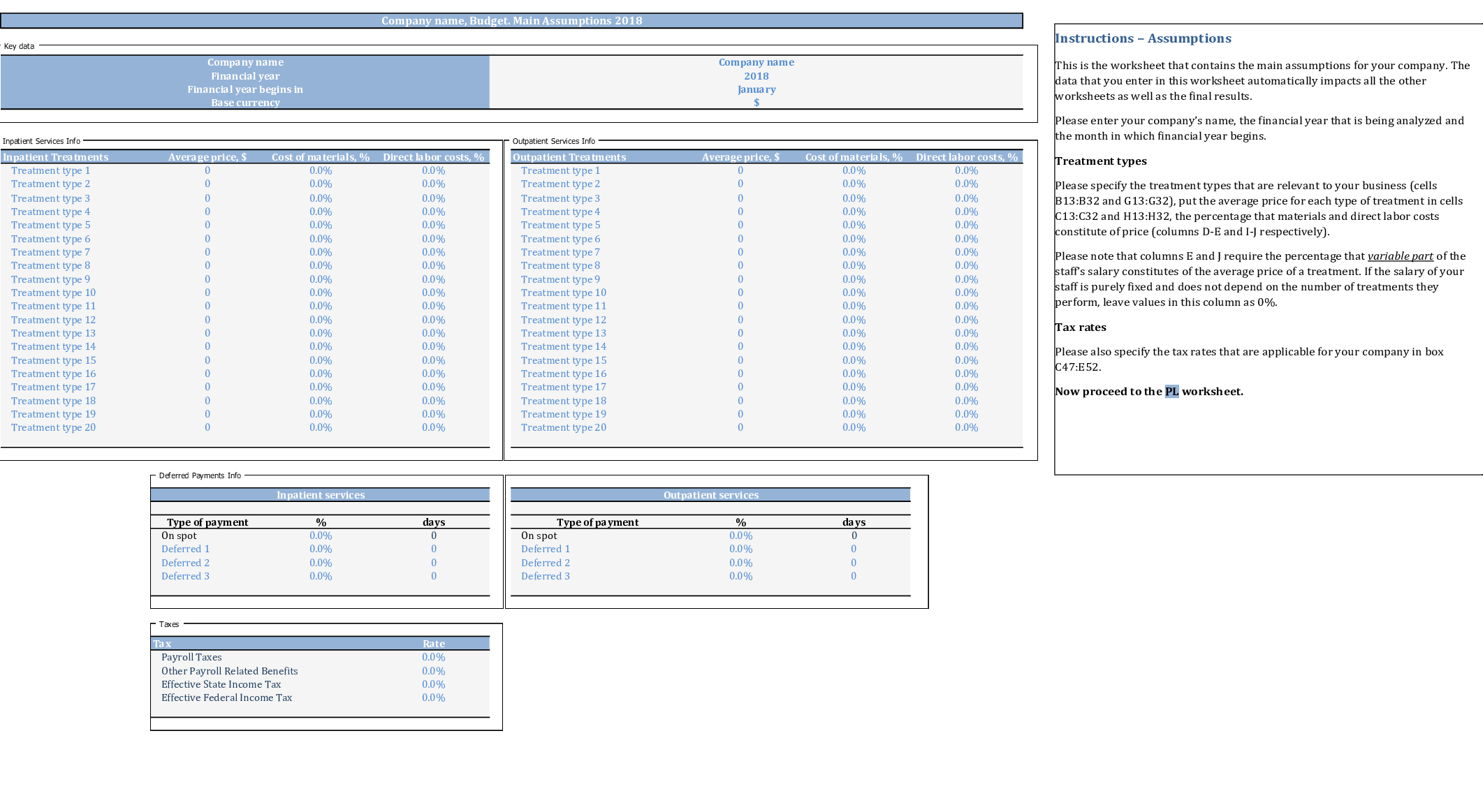 Hospital & Healthcare Clinic Financial Planning Model (Excel template (XLSX)) Preview Image