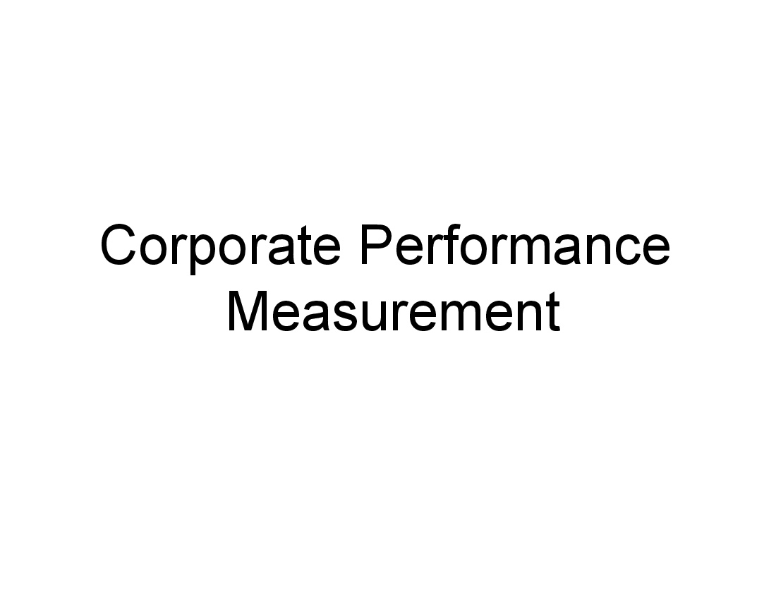 Corporate Performance Measurement