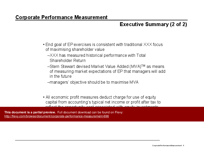 This is a partial preview of Corporate Performance Measurement. Full document is 106 slides. 