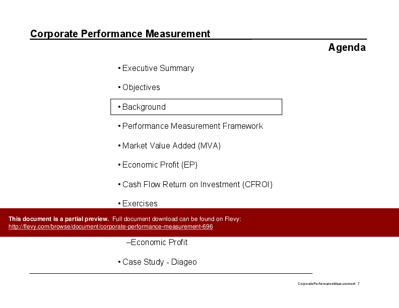 This is a partial preview of Corporate Performance Measurement (106-slide PowerPoint presentation (PPT)). Full document is 106 slides. 