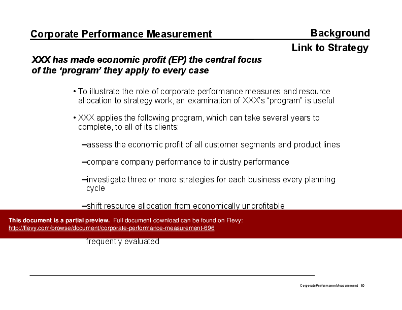 Corporate Performance Measurement (106-slide PowerPoint presentation (PPT)) Preview Image