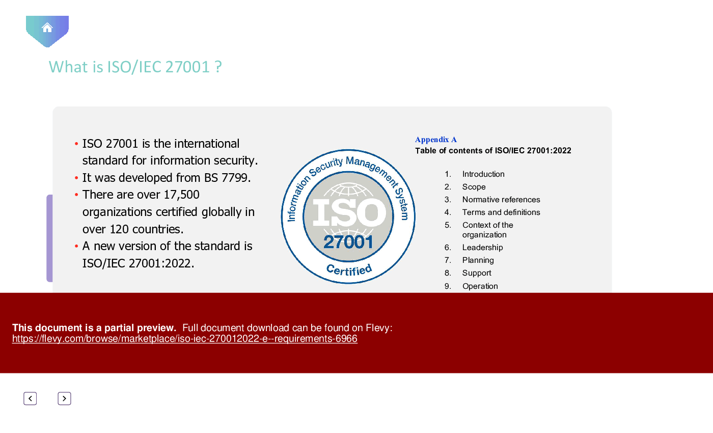 ISO/IEC 27001:2022 (E) - Requirements (91-slide PowerPoint presentation (PPTX)) Preview Image
