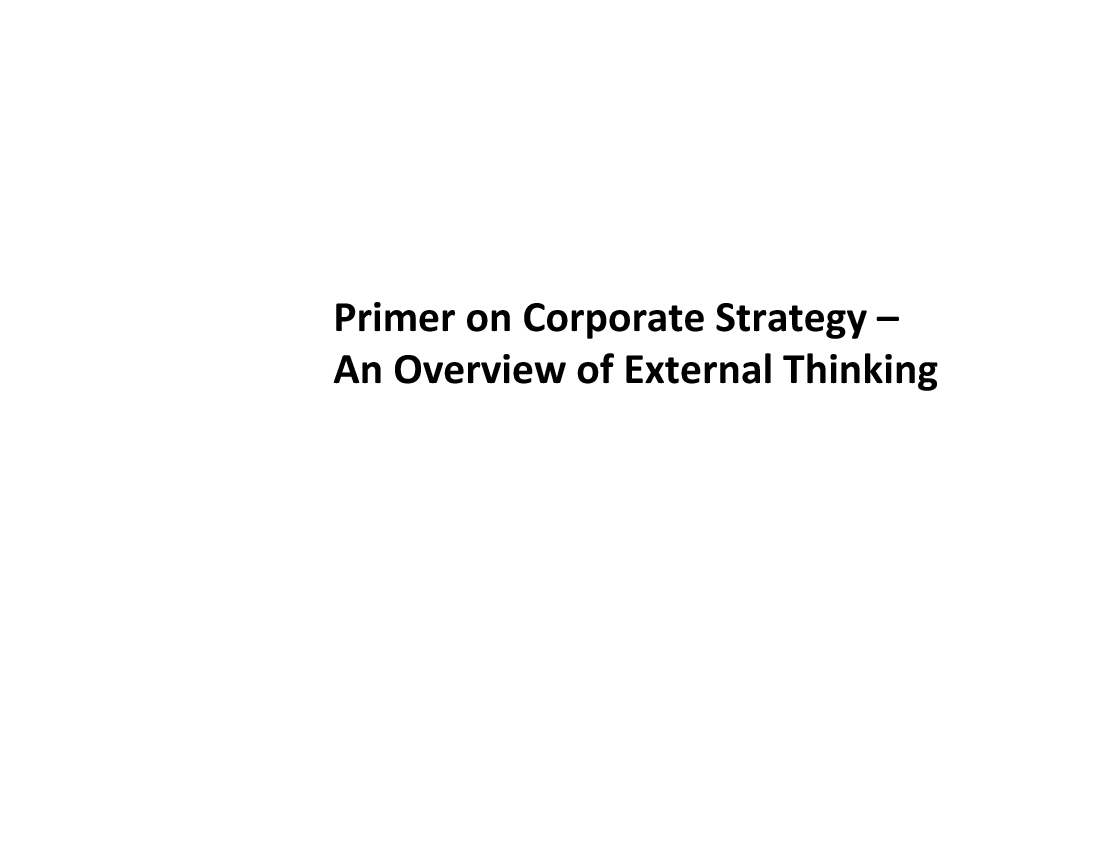 Corporate Strategy Primer
