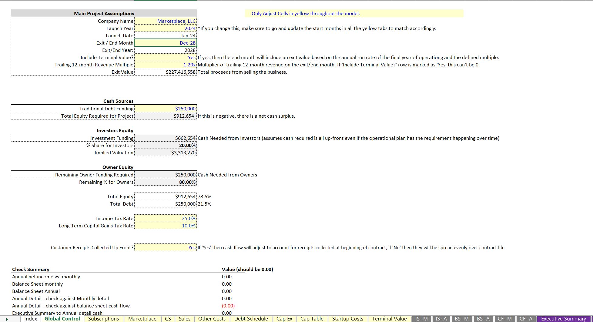 Subscription Marketplace 5-year Startup Model (Excel template (XLSX)) Preview Image