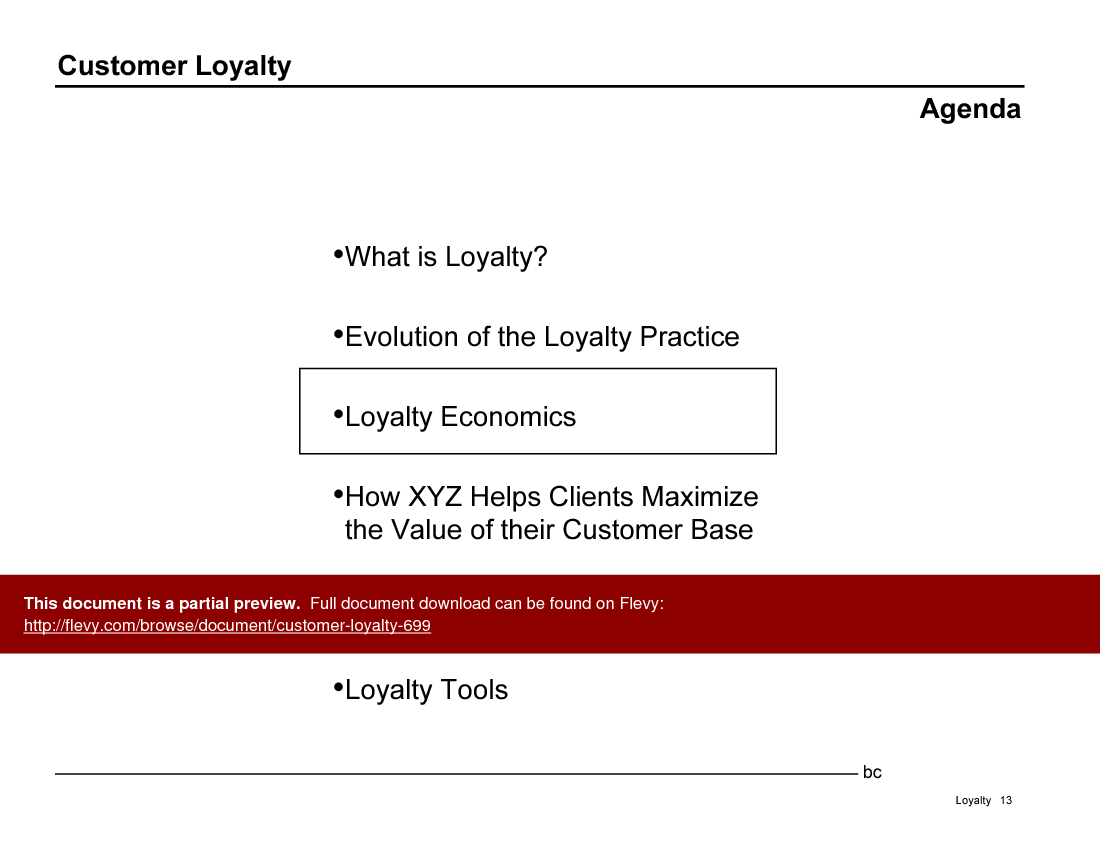 This is a partial preview of Customer Loyalty (89-slide PowerPoint presentation (PPT)). Full document is 89 slides. 