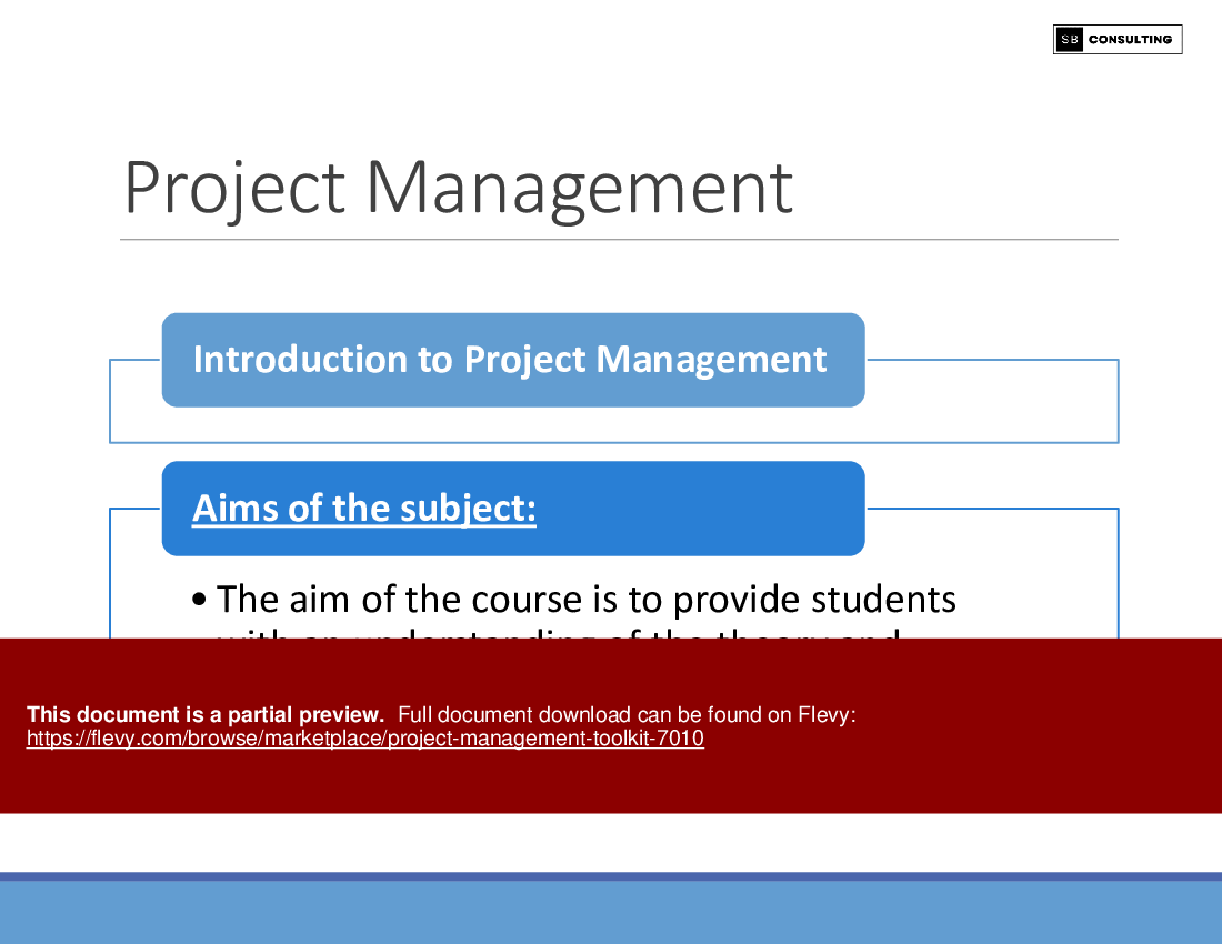 Project Management Toolkit (115-slide PPT PowerPoint presentation (PPTX)) Preview Image