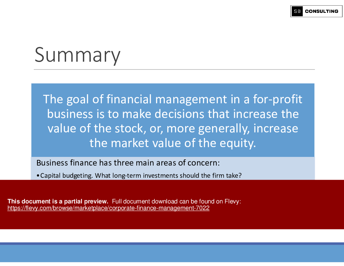 Corporate Finance Management (97-slide PPT PowerPoint presentation (PPTX)) Preview Image