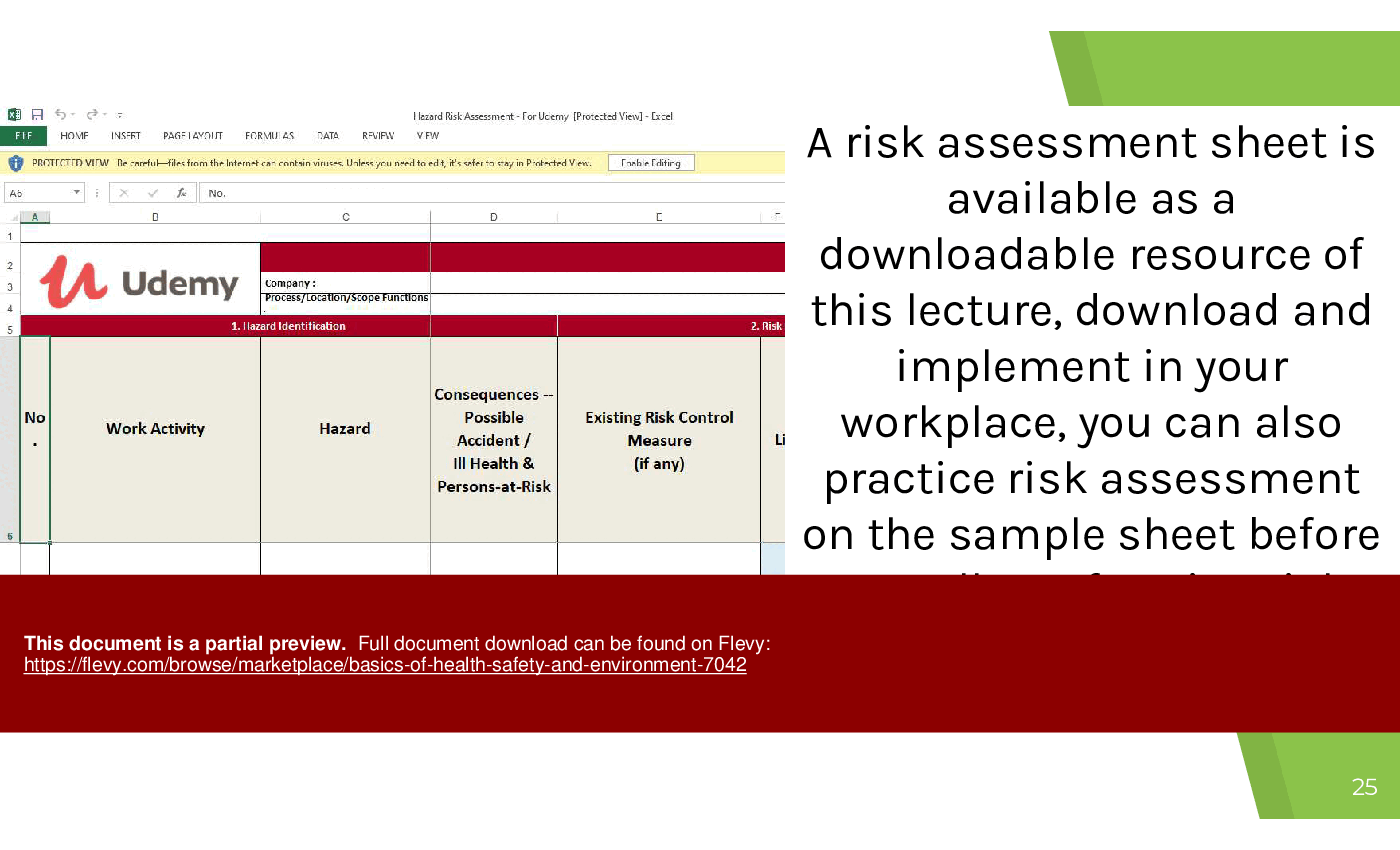 Basics of Health Safety and Environment (72-slide PowerPoint presentation (PPTX)) Preview Image
