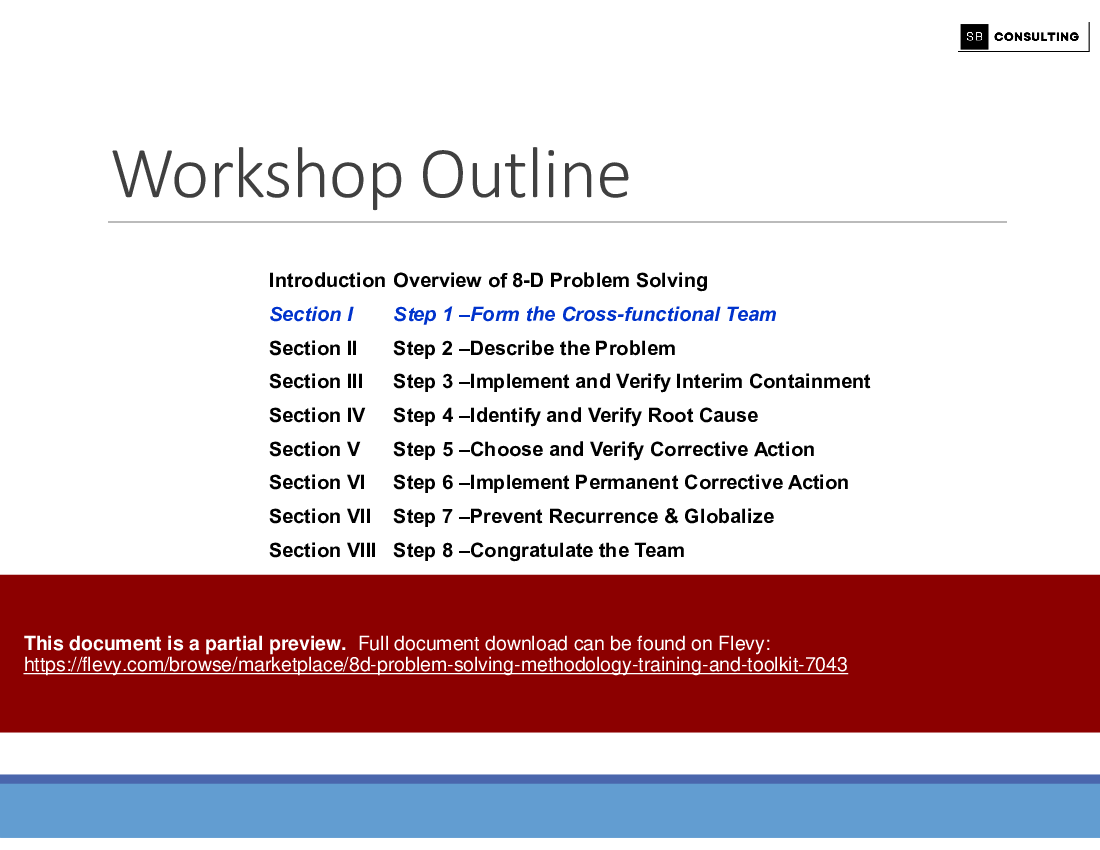 8D Problem Solving Methodology Training and Toolkit (128-slide PowerPoint presentation (PPTX)) Preview Image