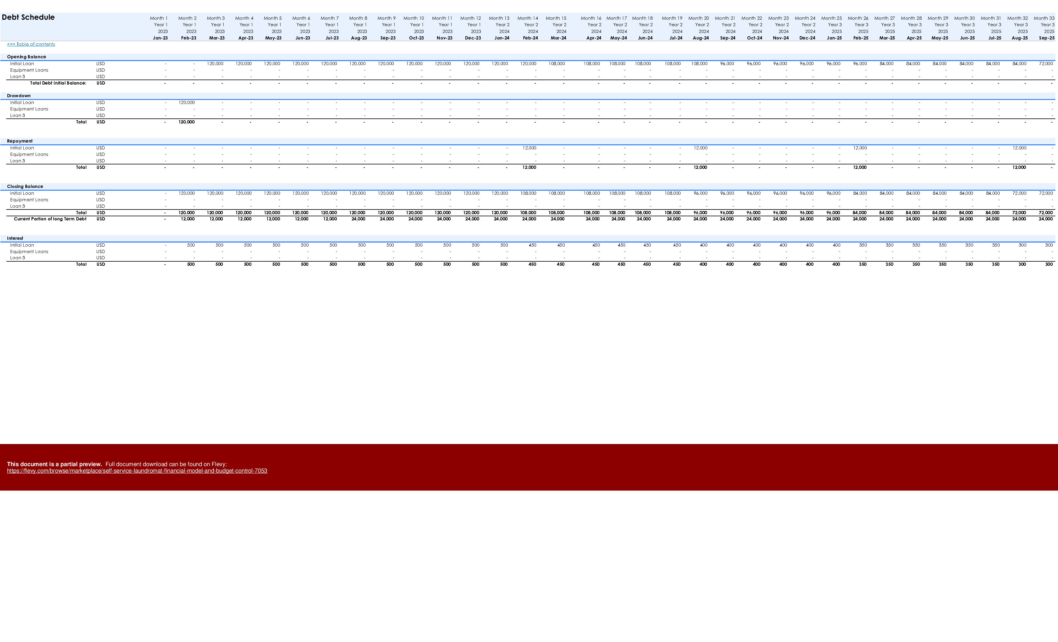 Self-Service Laundromat Financial Model and Budget Control (Excel template (XLSX)) Preview Image