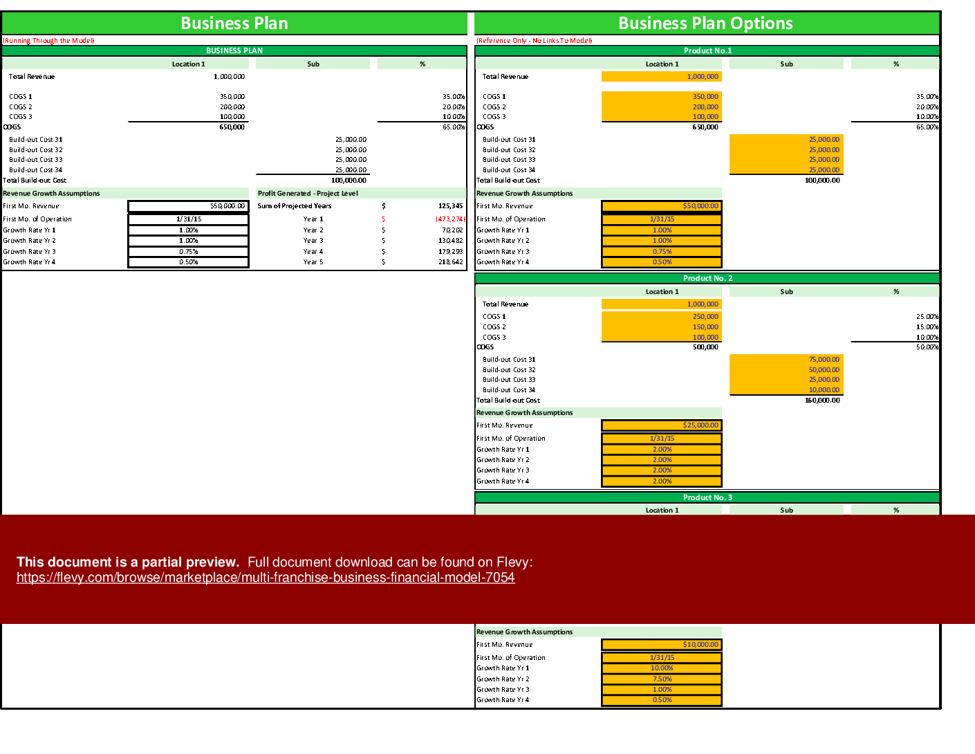 Multi Franchise Business Financial Model (Excel template (XLSX)) Preview Image