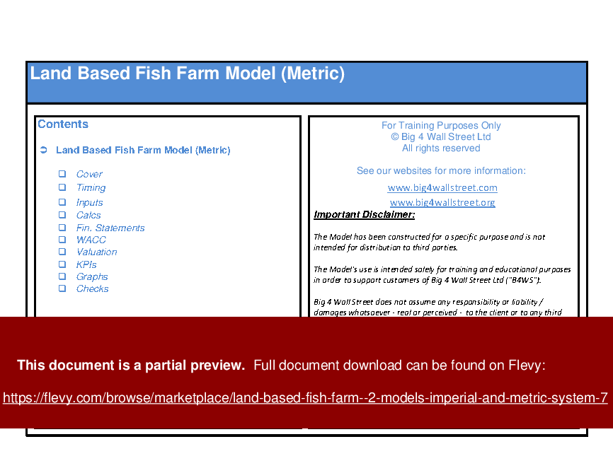 Land Based Fish Farm - 2 Models (Imperial & Metric System) (Excel workbook (XLSX)) Preview Image