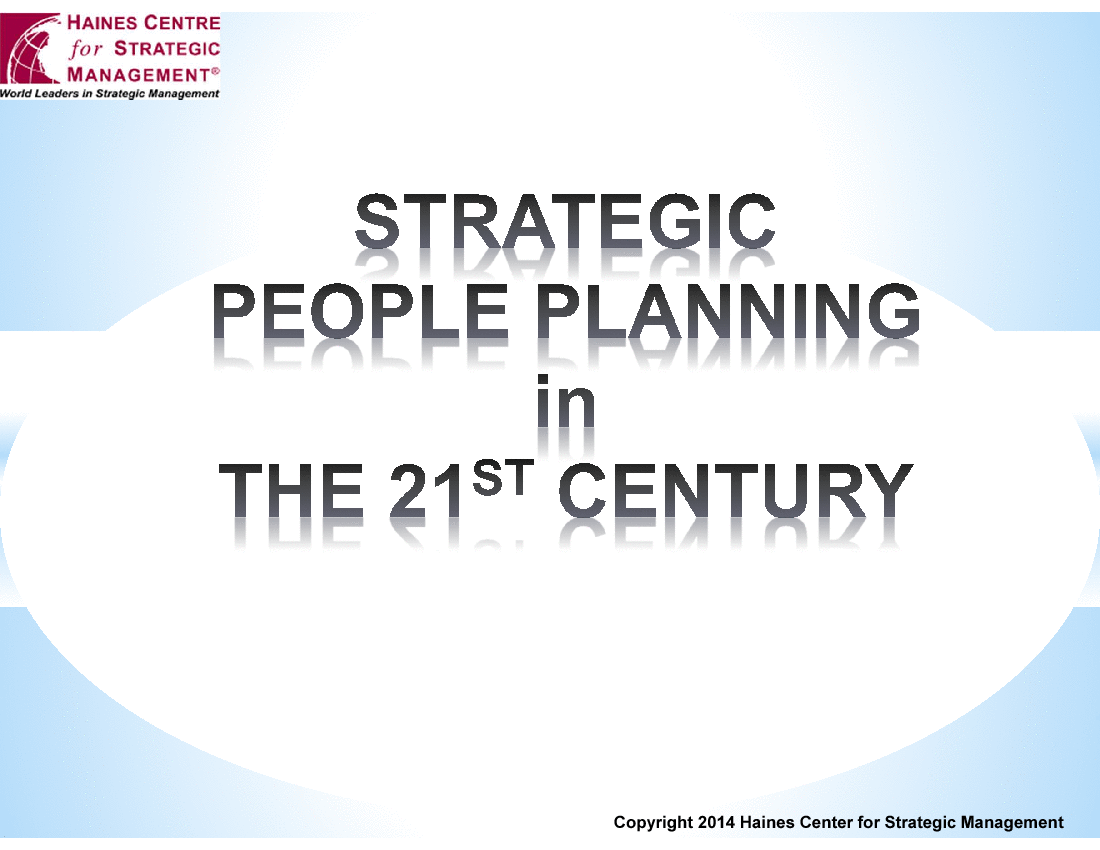 Strategic People / Human Resource Planning