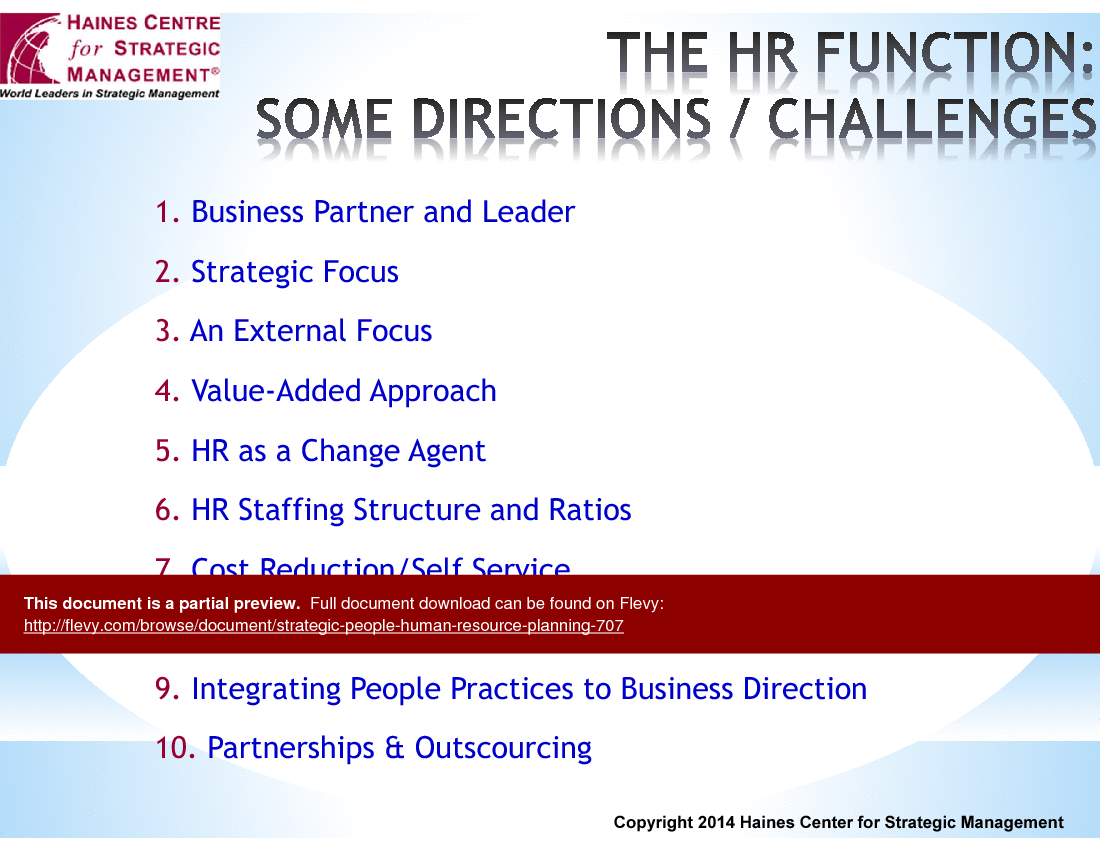 This is a partial preview of Strategic People / Human Resource Planning (66-slide PowerPoint presentation (PPTX)). Full document is 66 slides. 