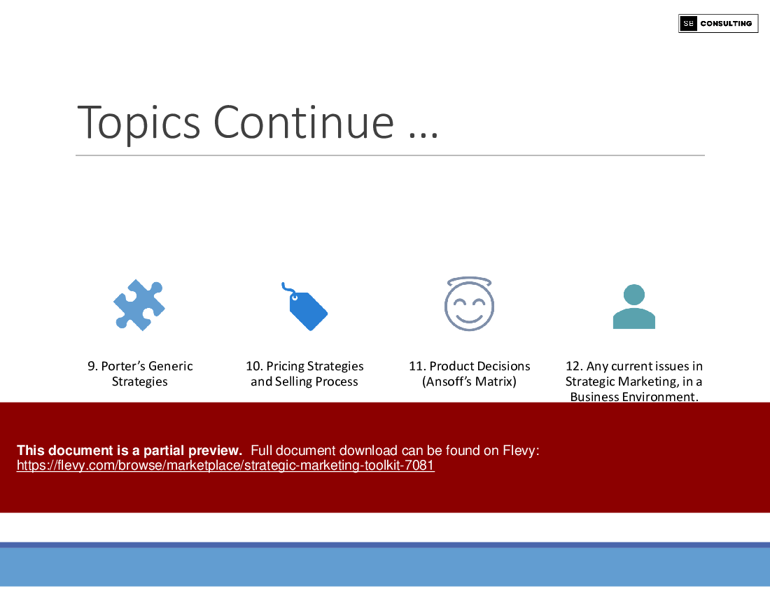 This is a partial preview of Strategic Marketing Toolkit (238-slide PowerPoint presentation (PPTX)). Full document is 238 slides. 