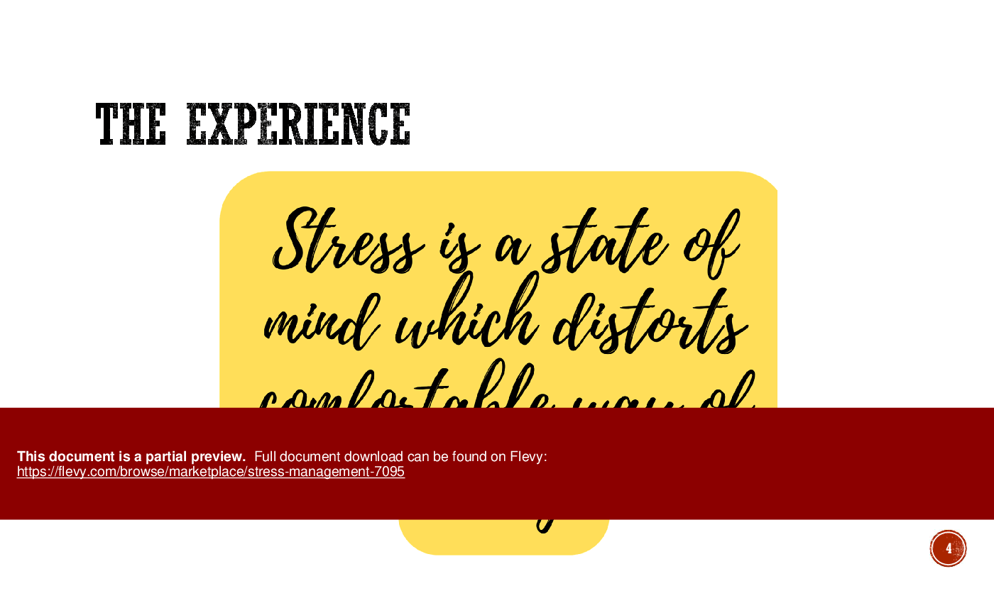 This is a partial preview of Stress Management (35-slide PowerPoint presentation (PPTX)). Full document is 35 slides. 