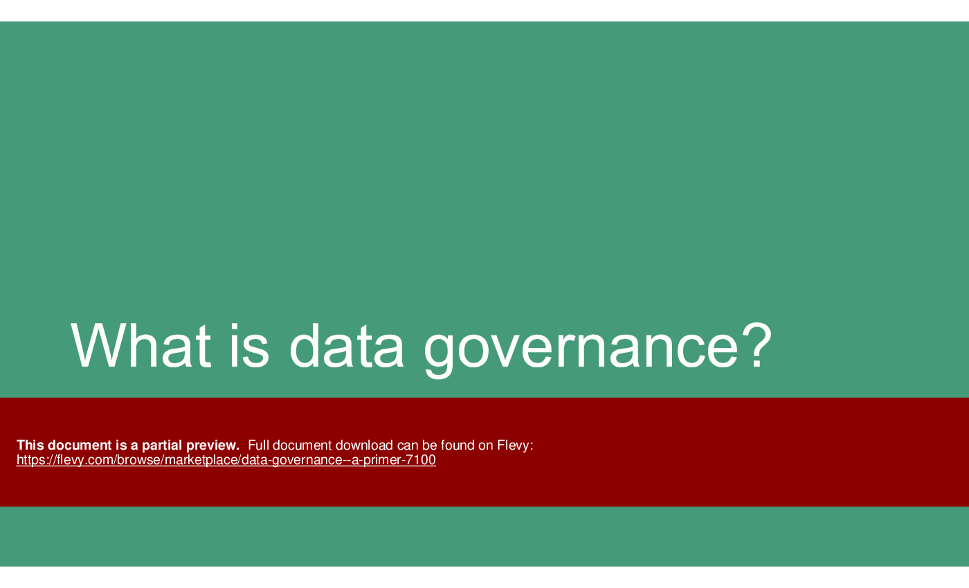 Data Governance - A Primer (69-slide PPT PowerPoint presentation (PPTX)) Preview Image