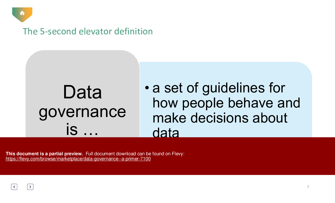 This is a partial preview of Data Governance - A Primer (69-slide PowerPoint presentation (PPTX)). Full document is 69 slides. 