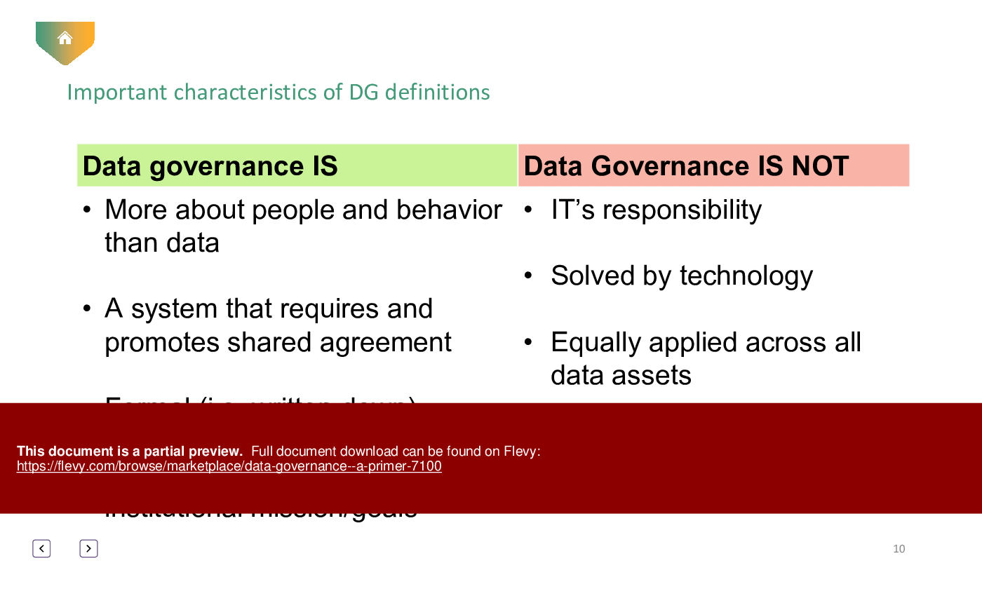 This is a partial preview of Data Governance - A Primer (69-slide PowerPoint presentation (PPTX)). Full document is 69 slides. 