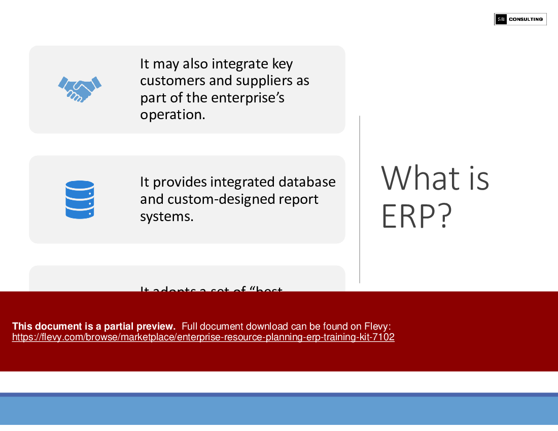 This is a partial preview of Enterprise Resource Planning (ERP) Training Kit (161-slide PowerPoint presentation (PPTX)). Full document is 161 slides. 