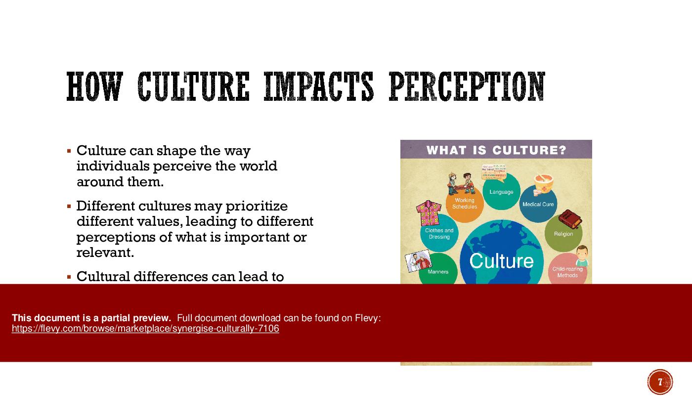 This is a partial preview of Synergize Culturally (59-slide PowerPoint presentation (PPTX)). Full document is 59 slides. 