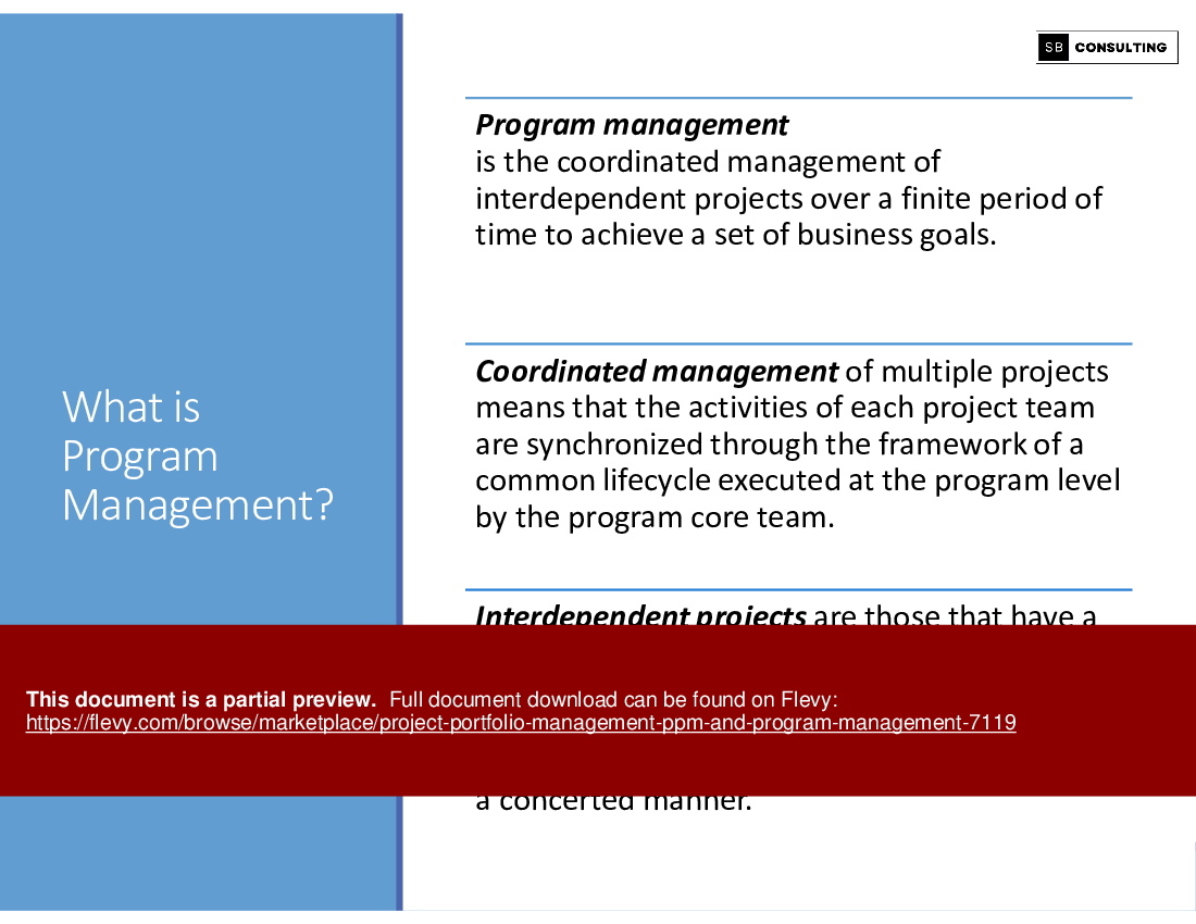 Project Portfolio Management (PPM) and Program Management (171-slide PPT PowerPoint presentation (PPTX)) Preview Image