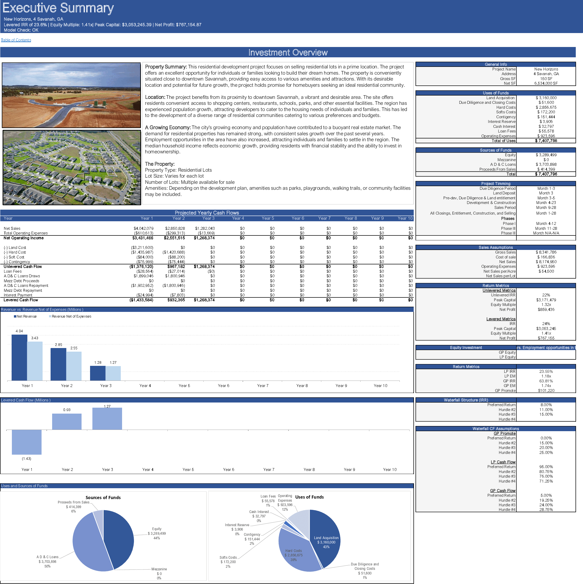 Real Estate - Multiphase Land Development Model (Excel template (XLSM)) Preview Image