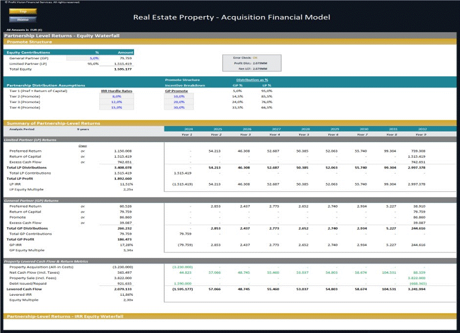 Real Estate Acquisition Financial Model (Excel workbook (XLSX)) Preview Image