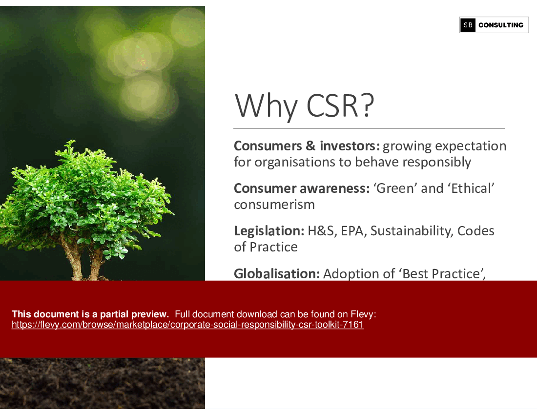 Corporate Social Responsibility (CSR) Toolkit (241-slide PowerPoint presentation (PPTX)) Preview Image