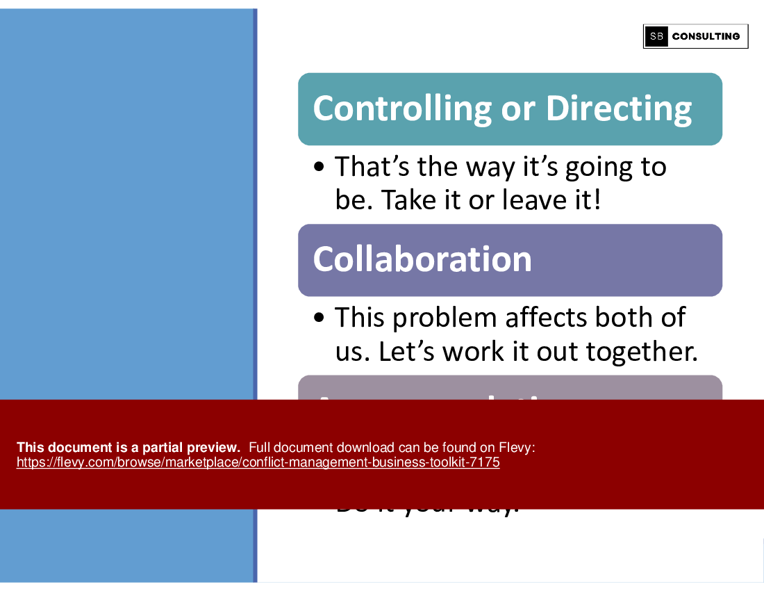 Conflict Management Business Toolkit (274-slide PowerPoint presentation (PPTX)) Preview Image