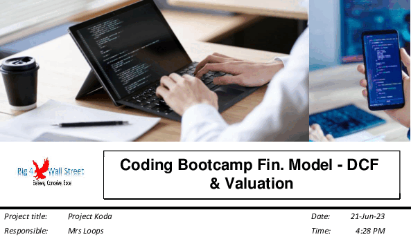 Coding Bootcamp Financial Model - 10+ Year DCF & Valuation (Excel template (XLSX)) Preview Image