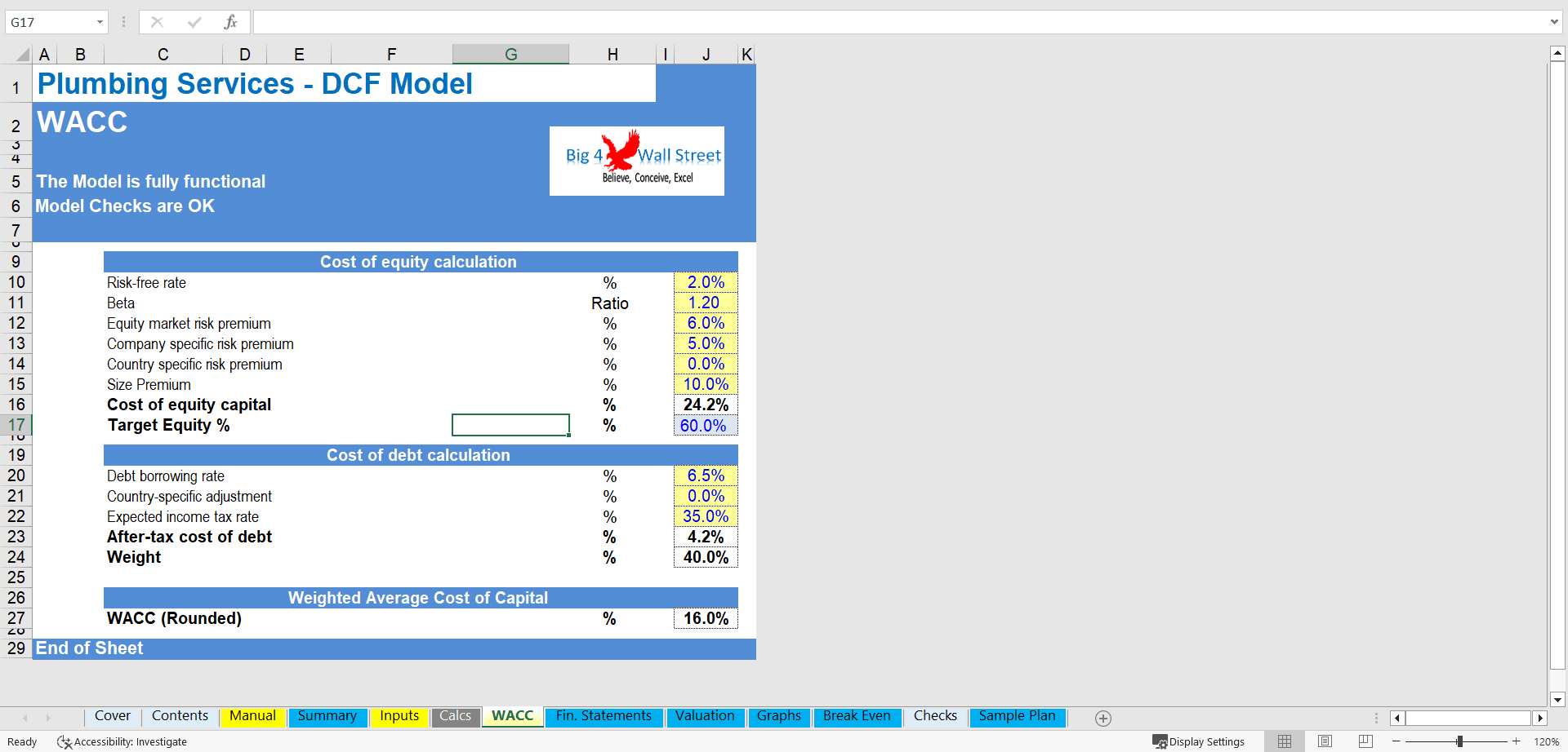 Plumbing Services Business - DCF 10 Year Financial Model (Excel template (XLSX)) Preview Image