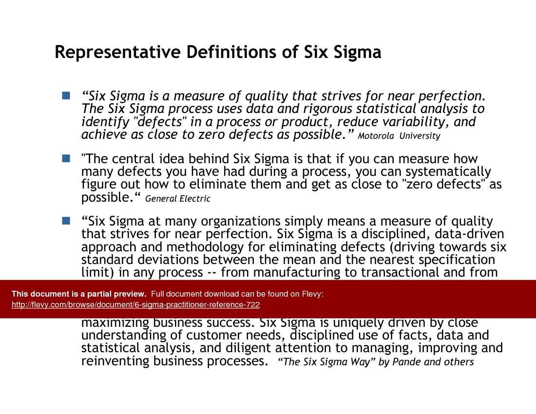 This is a partial preview of 6 Sigma Practitioner Reference (96-slide PowerPoint presentation (PPT)). Full document is 96 slides. 