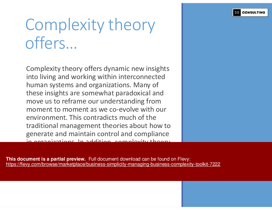 Business Simplicity (Managing Business Complexity) Toolkit (103-slide PPT PowerPoint presentation (PPTX)) Preview Image