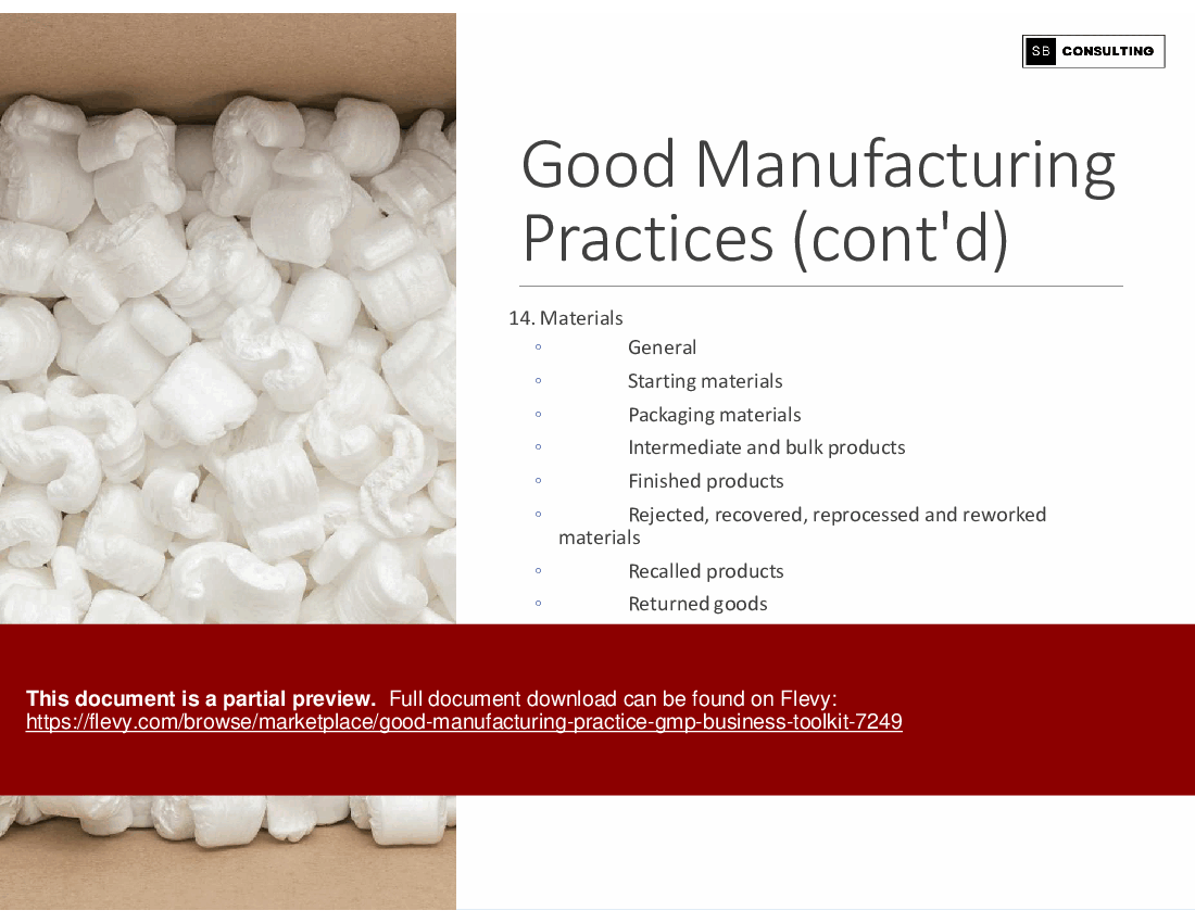 Good Manufacturing Practice (GMP) Business Toolkit (191-slide PPT PowerPoint presentation (PPTX)) Preview Image