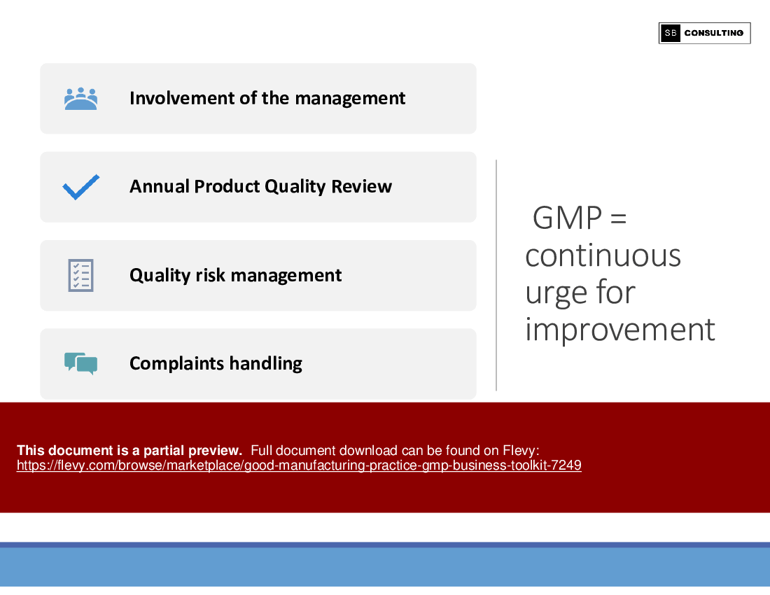 Good Manufacturing Practice (GMP) Business Toolkit (191-slide PPT PowerPoint presentation (PPTX)) Preview Image